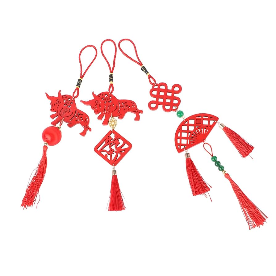 Amazon.co.jp: ULTECHNOVO 3個 新しい 年 装飾 車 トリム 中国